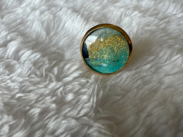 Gold/Teal/Pearl/Black Studs