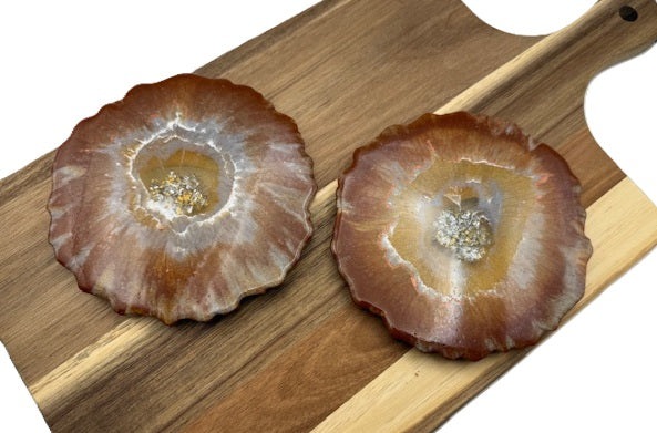 Warm Ember Geode Coaster Set - Set of 2