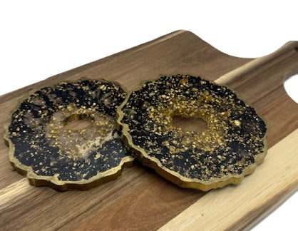 Midnight Ember Geode Coaster Set - Set of 2