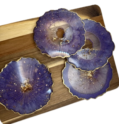 Amethyst Glow Geode Coaster Set - Set of 4