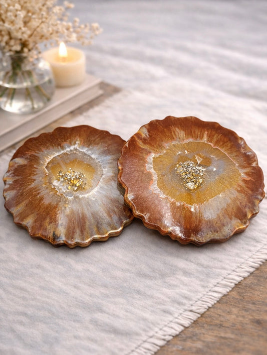 Warm Ember Geode Coaster Set - Set of 2