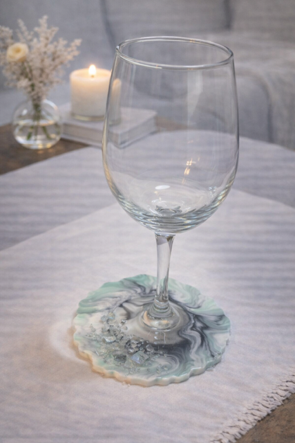 Seafoam Drift Wine Glass - Oversized Base