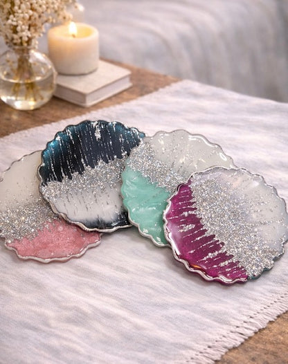 Midnight Frost Shimmer Coaster Set - Set of 4
