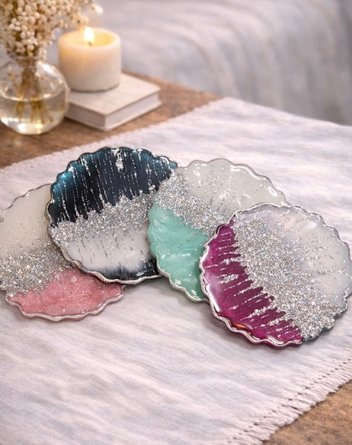 Midnight Frost Shimmer Coaster Set - Set of 4
