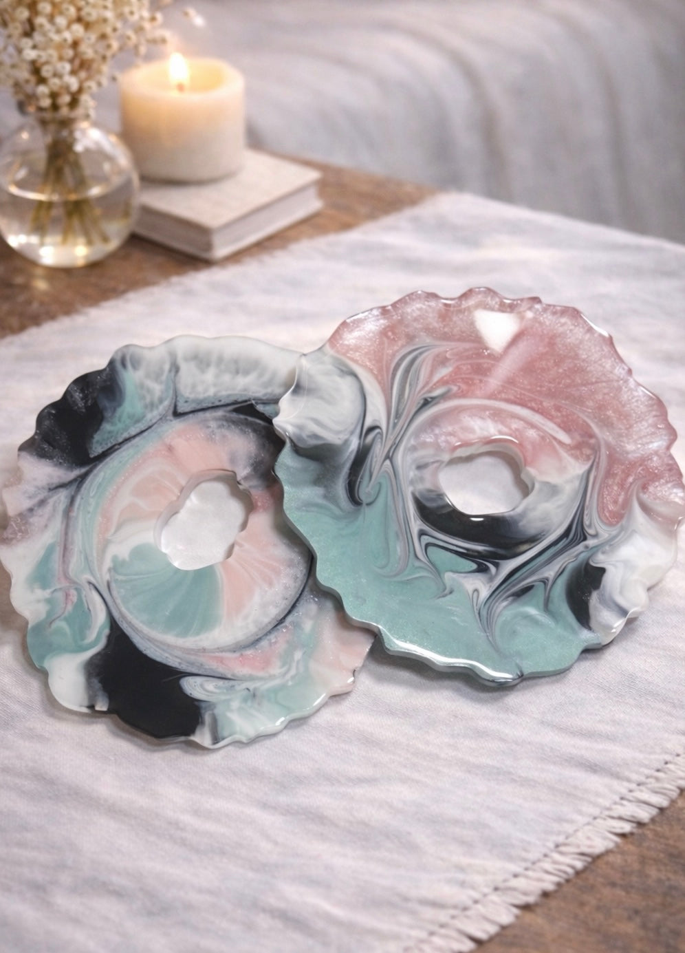 Pastel Drift Resin Coaster Set - Set of Two