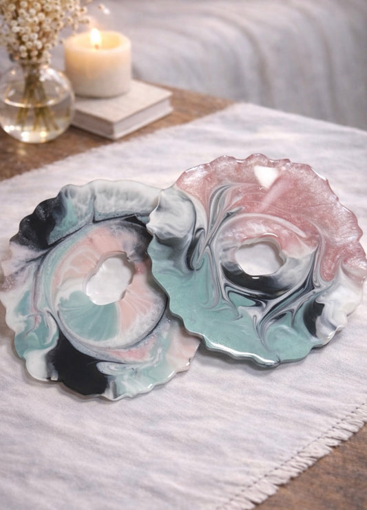 Pastel Drift Resin Coaster Set - Set of Two