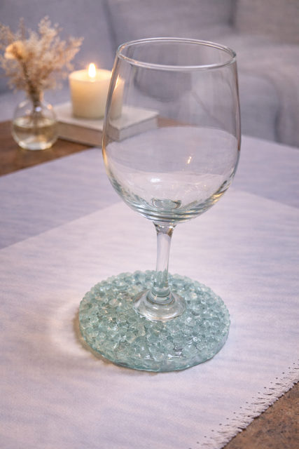 Seafoam Gem Resin Bottom Wine Glass - Standard Base