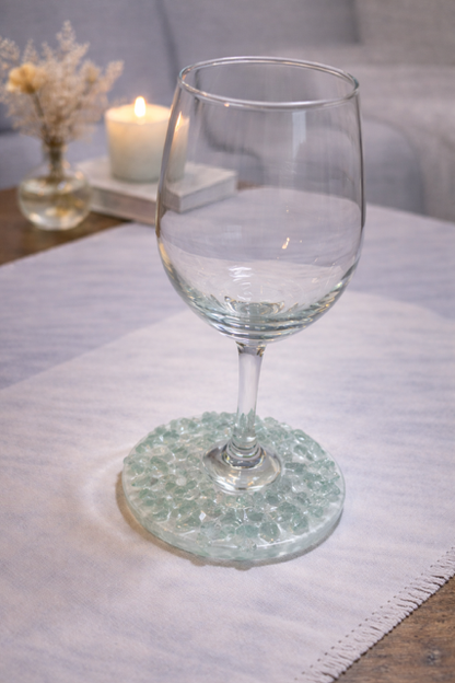 Sea Glass Shoreline Resin Bottom Wine Glass - Standard Base