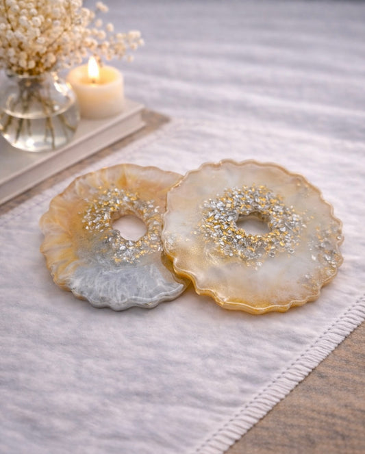 Golden Drift Bloom Coasters - Set of 2