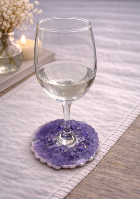 Royal Orchid Resin Bottom Wine Glass - Oversized Base