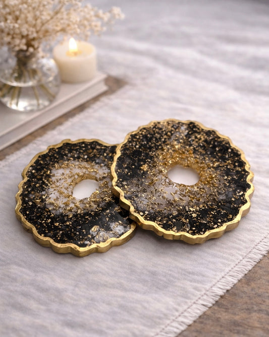 Midnight Ember Geode Coaster Set - Set of 2