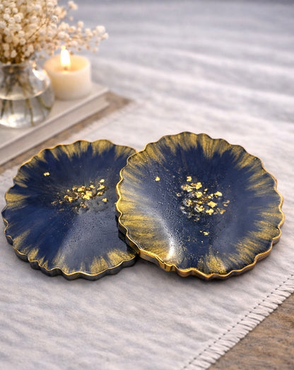 Midnight Bloom Geode Coaster Set - Set of 2