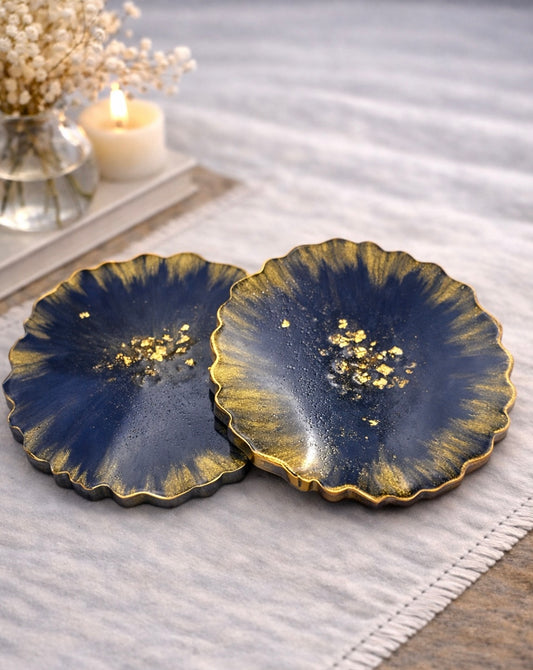 Midnight Bloom Geode Coaster Set - Set of 2
