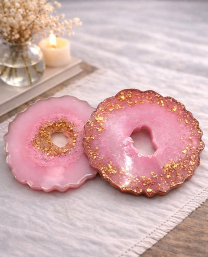 Blush Petal Geode Coaster Set - Set of 2
