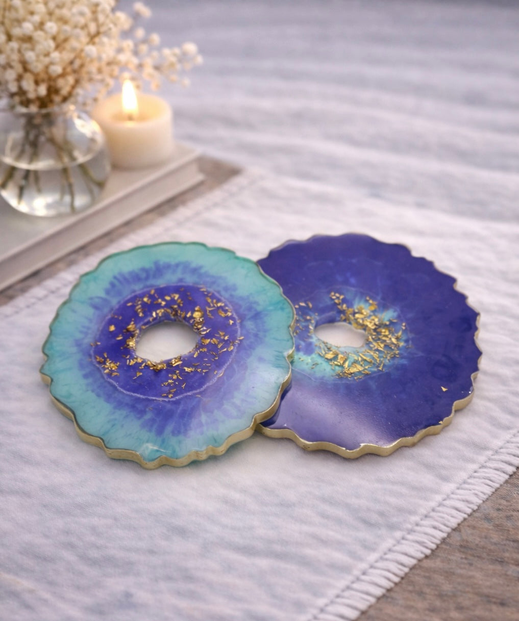 Midnight Tides Geode Coasters - Set of 2