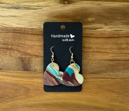 Earth Tone Heart Earrings