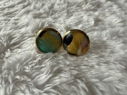 Gold/Teal/Pearl/Black Studs