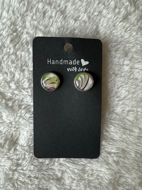 Silver/Green/Purple Studs