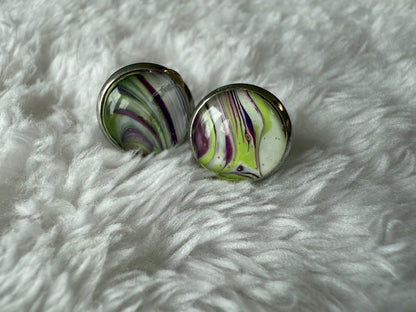 Silver/Green/Purple Studs