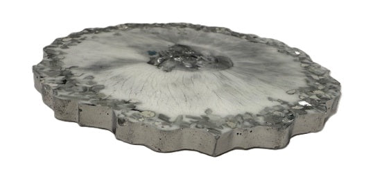 Frosted Silver Geode Coaster Set - Set of 2