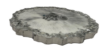 Frosted Silver Geode Coaster Set - Set of 2