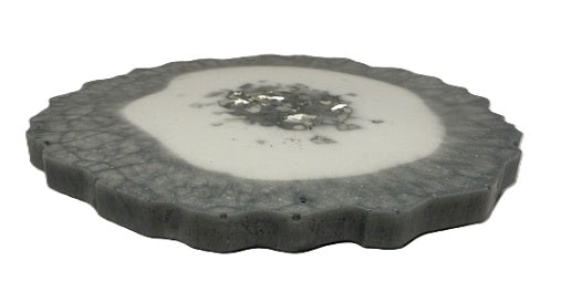 Frosted Silver Geode Coaster Set - Set of 2