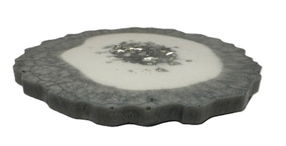 Frosted Silver Geode Coaster Set - Set of 2