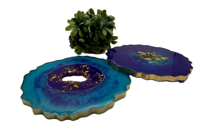 Midnight Tides Geode Coasters - Set of 2