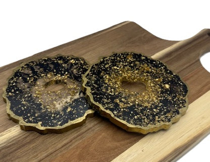 Midnight Ember Geode Coaster Set - Set of 2