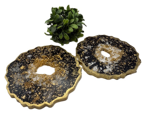 Midnight Ember Geode Coaster Set - Set of 2