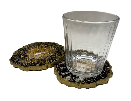 Midnight Ember Geode Coaster Set - Set of 2