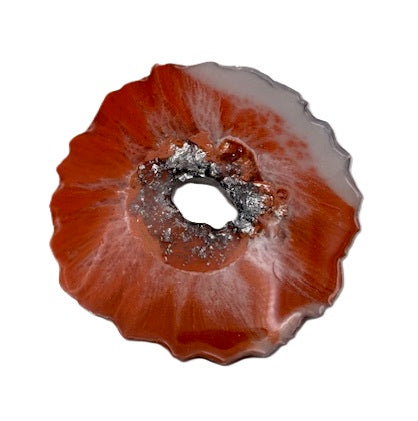 Coral Flame Geode Coaster Set - Set of 2