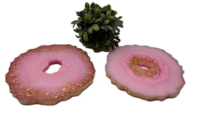 Blush Petal Geode Coaster Set - Set of 2