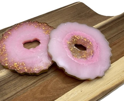 Blush Petal Geode Coaster Set - Set of 2