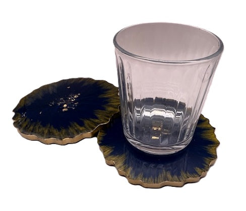 Midnight Bloom Geode Coaster Set - Set of 2
