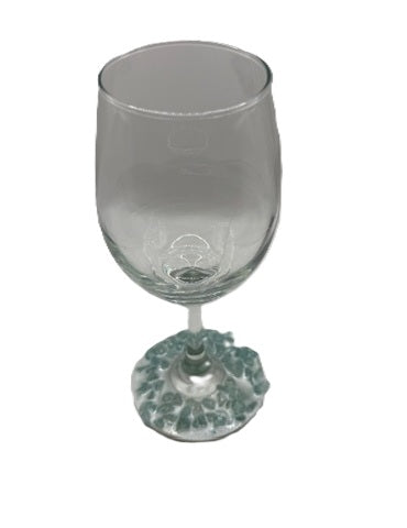 Sea Glass Shoreline Resin Bottom Wine Glass - Standard Base