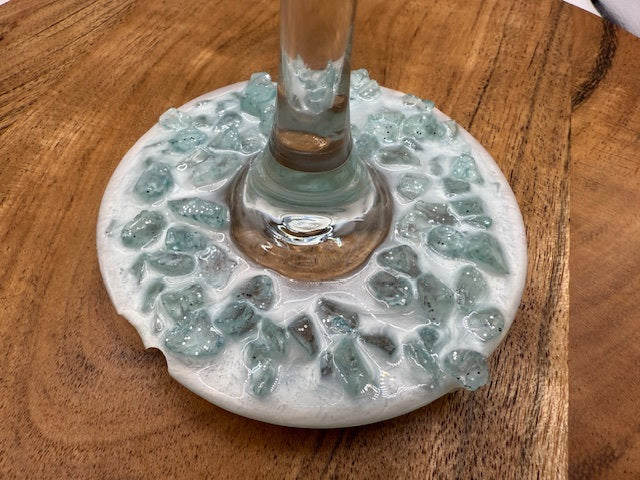 Sea Glass Shoreline Resin Bottom Wine Glass - Standard Base