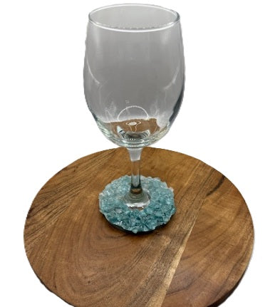Seafoam Gem Resin Bottom Wine Glass - Standard Base