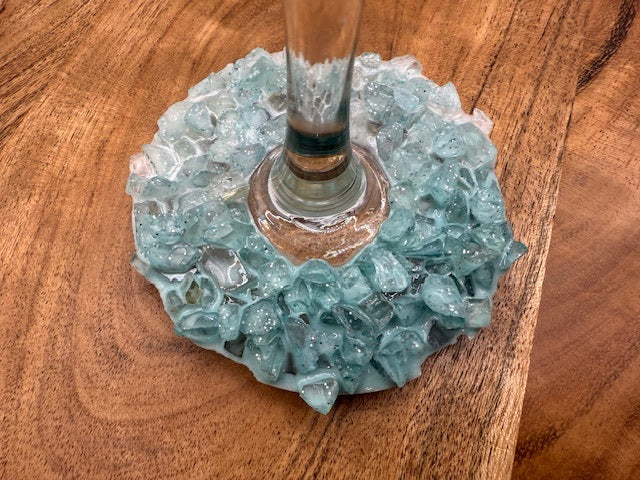 Seafoam Gem Resin Bottom Wine Glass - Standard Base