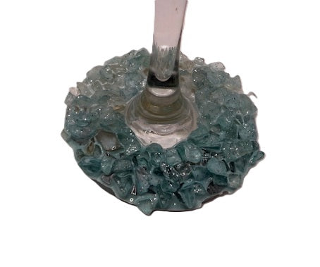 Seafoam Gem Resin Bottom Wine Glass - Standard Base