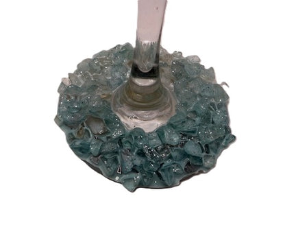 Seafoam Gem Resin Bottom Wine Glass - Standard Base