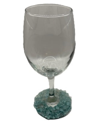 Seafoam Gem Resin Bottom Wine Glass - Standard Base