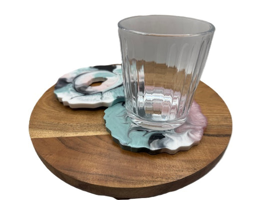 Pastel Drift Resin Coaster Set - Set of Two