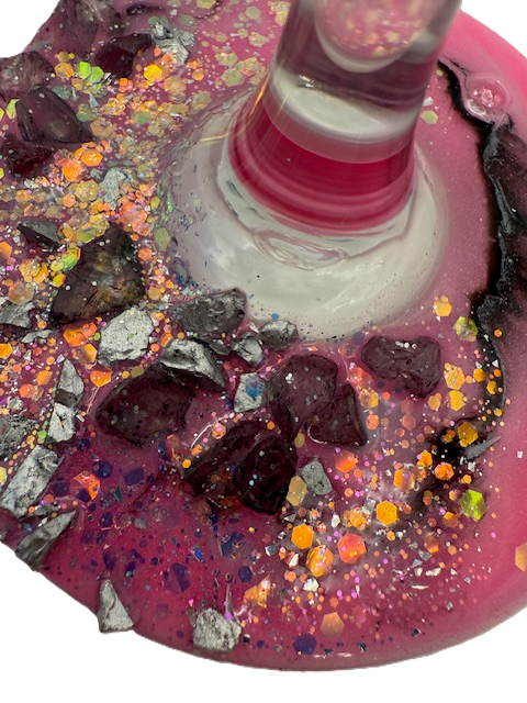 Pink Geode Spark Wine Glass - Oversized Base
