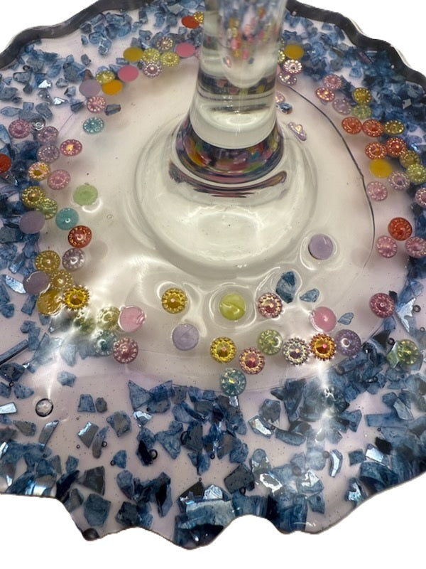Confetti Tide Wine Glass - Oversized Base