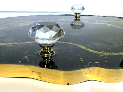 13" Black and Gold Resin Tray